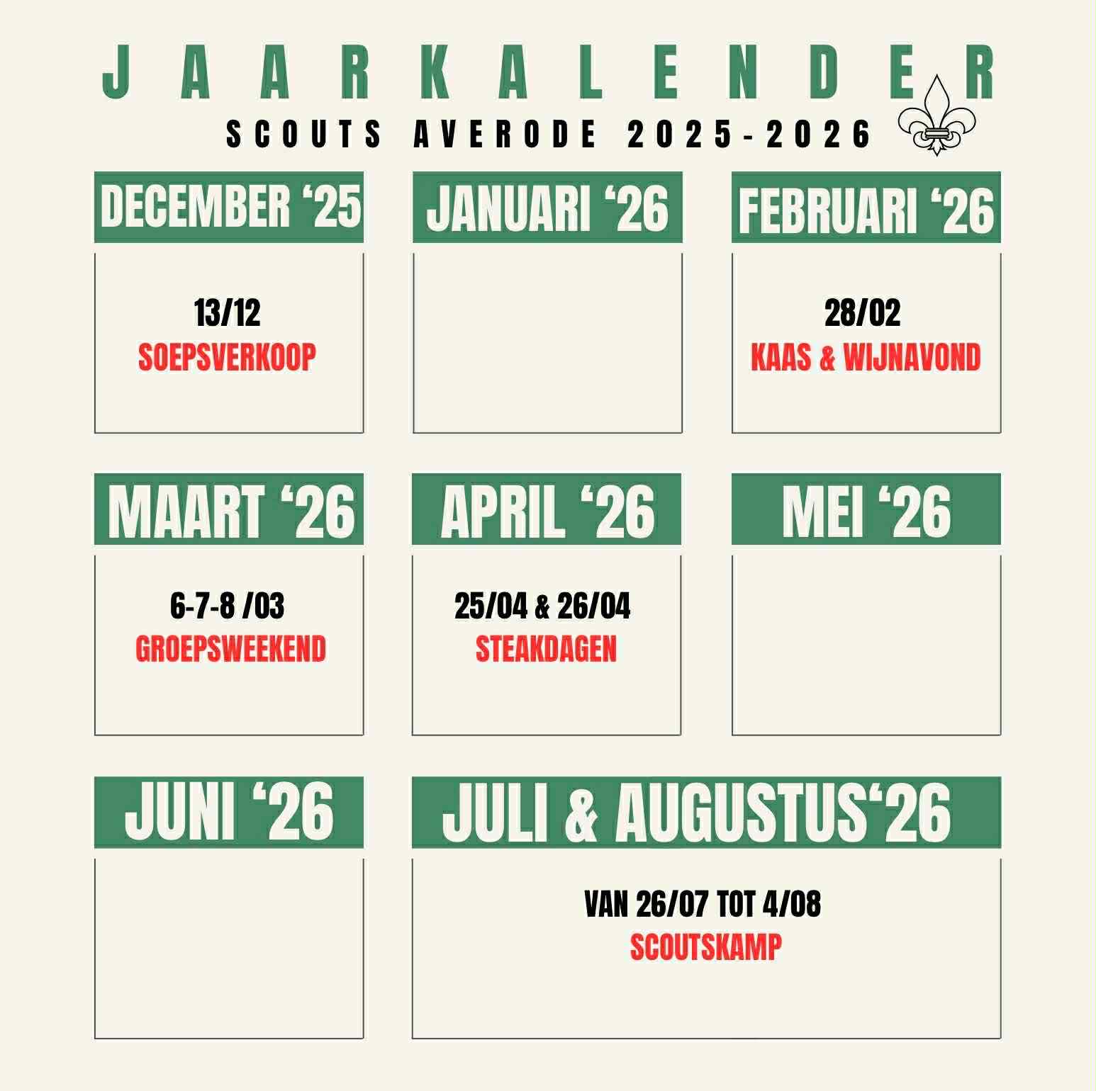 De kalender van scouts averbode